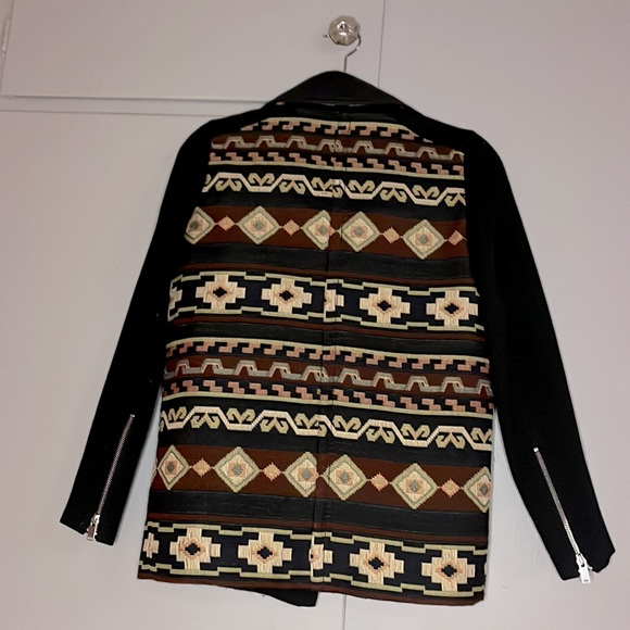 Zara Aztec Leather Wool Jacket - Picture 3 of 6
